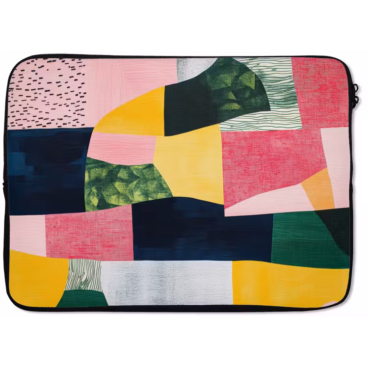 Laptophoes - Abstract - Roze - Lappen - Vormen - Geel — 1