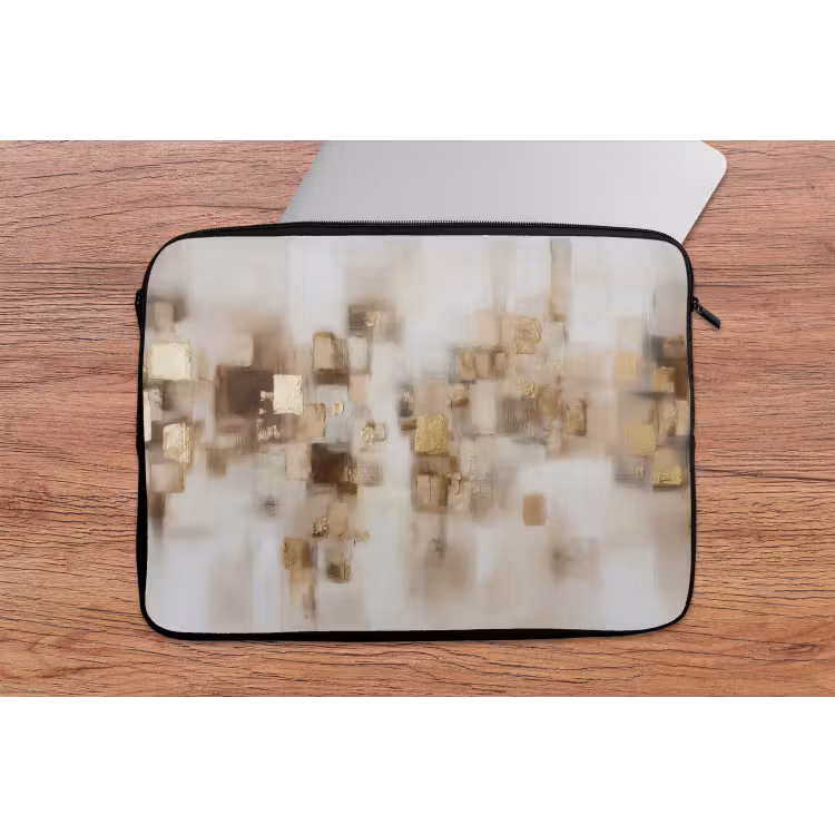 Laptophoes - Abstracte vierkanten - Aardetonen - Mistig — 2
