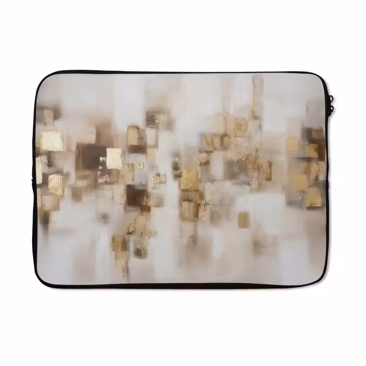 Laptophoes - Abstracte vierkanten - Aardetonen - Mistig — 5