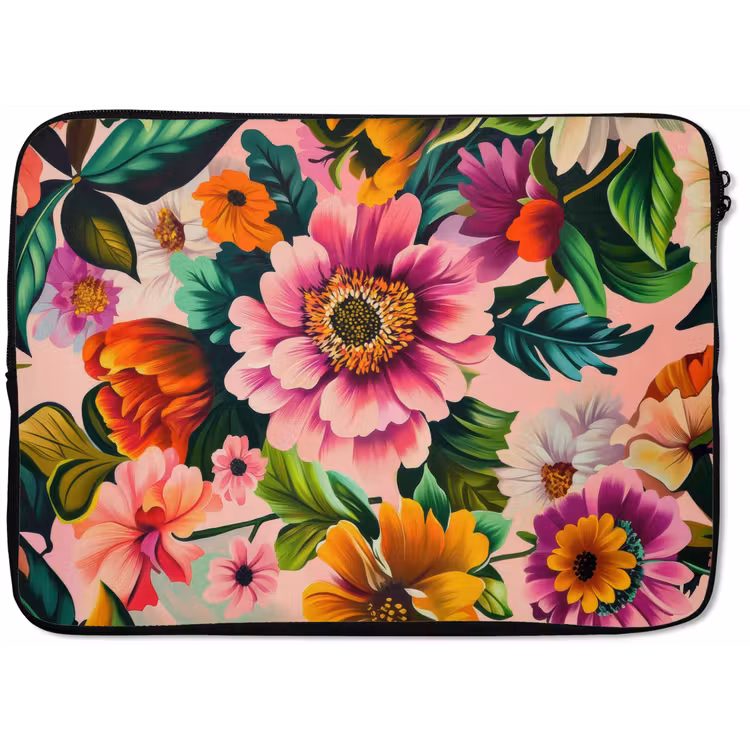 Laptophoes - Bloemen - Kleurrijk - Roze — 1