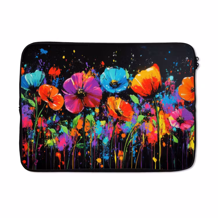 Laptophoes - Bloemen - Kleurrijk - Spetters — 5