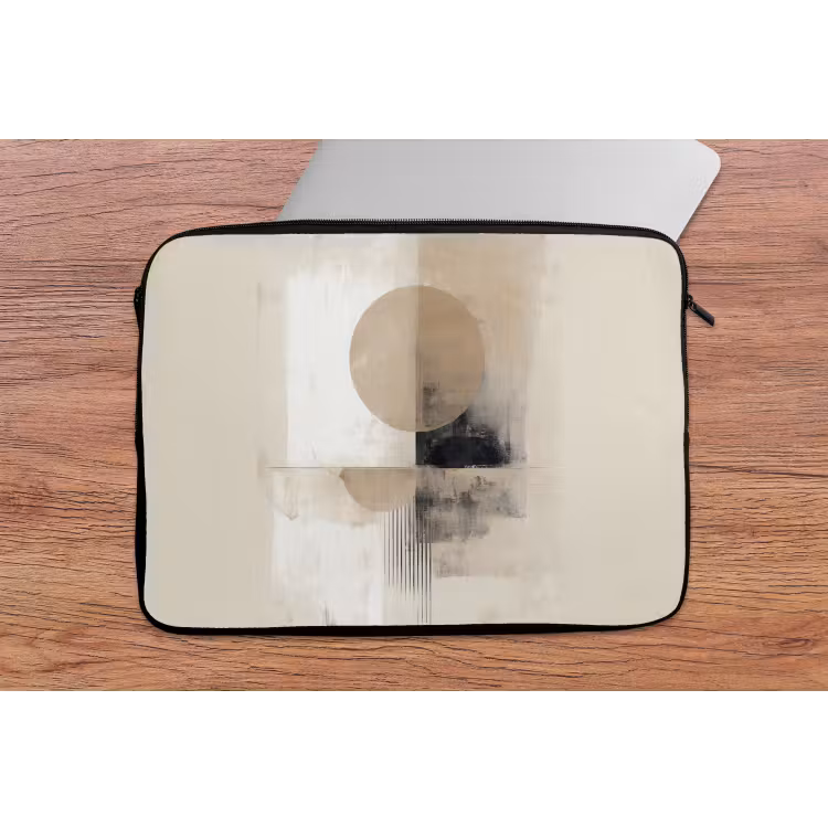 Laptophoes - Cirkel - Compositie - Diepte - Beige — 2