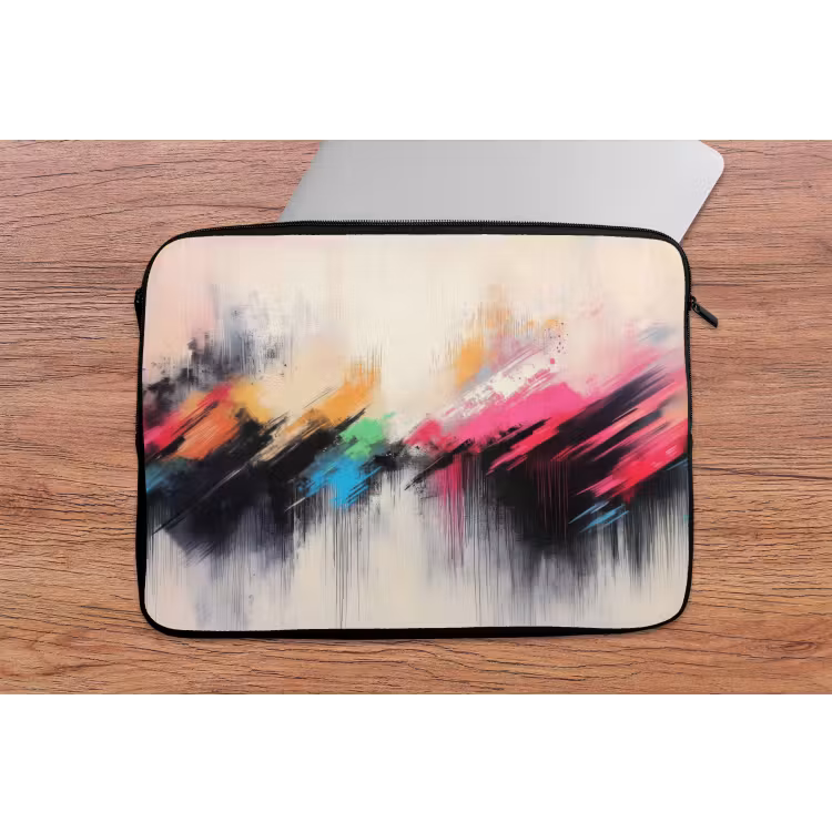 Laptophoes - Dynamisch - Abstract - Kleurrijk - Zwart — 2