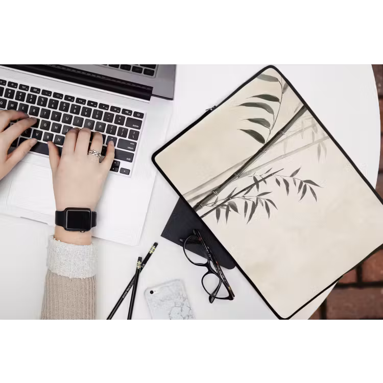 Laptophoes - Japandi - Bamboe - Beige — 3