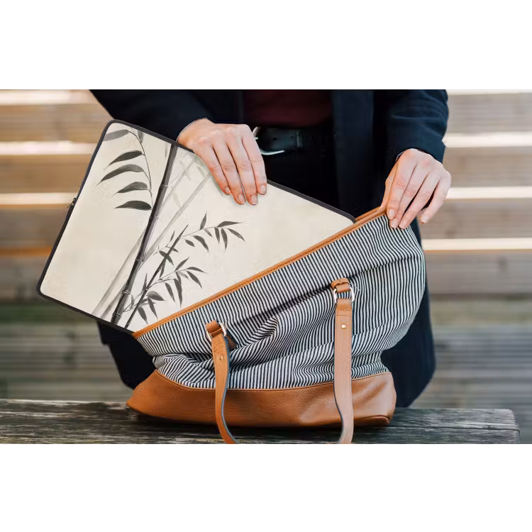 Laptophoes - Japandi - Bamboe - Beige — 4