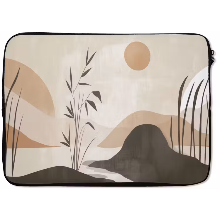 Laptophoes - Japandi - Landschap - Beige — 1