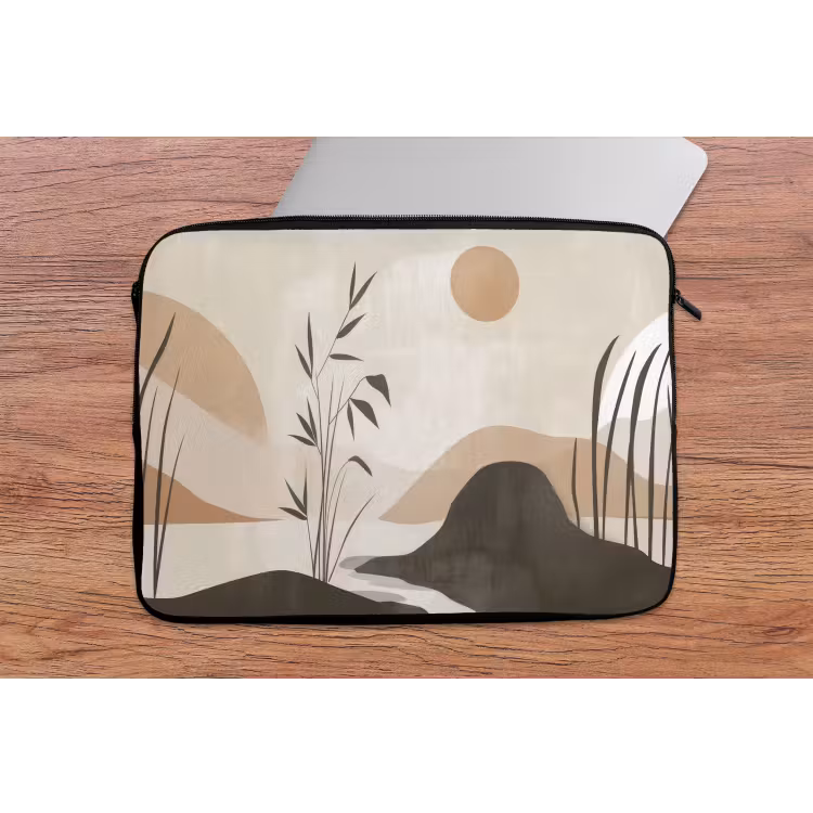 Laptophoes - Japandi - Landschap - Beige — 2