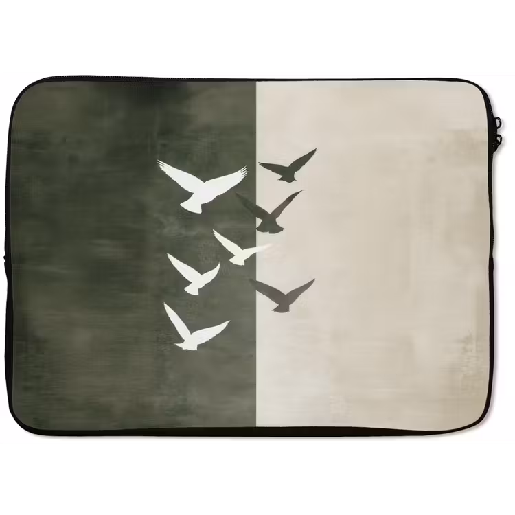 Laptophoes - Japandi - Vogel - Groen — 1