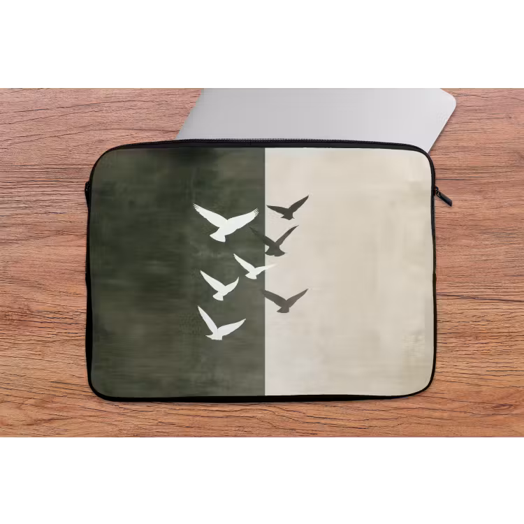 Laptophoes - Japandi - Vogel - Groen — 2