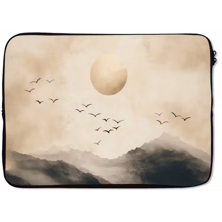 Laptophoes - Landschap - Japandi - vogel — 1