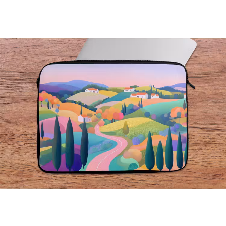 Laptophoes - Landschap - Paars - Pastel - Huizen — 2