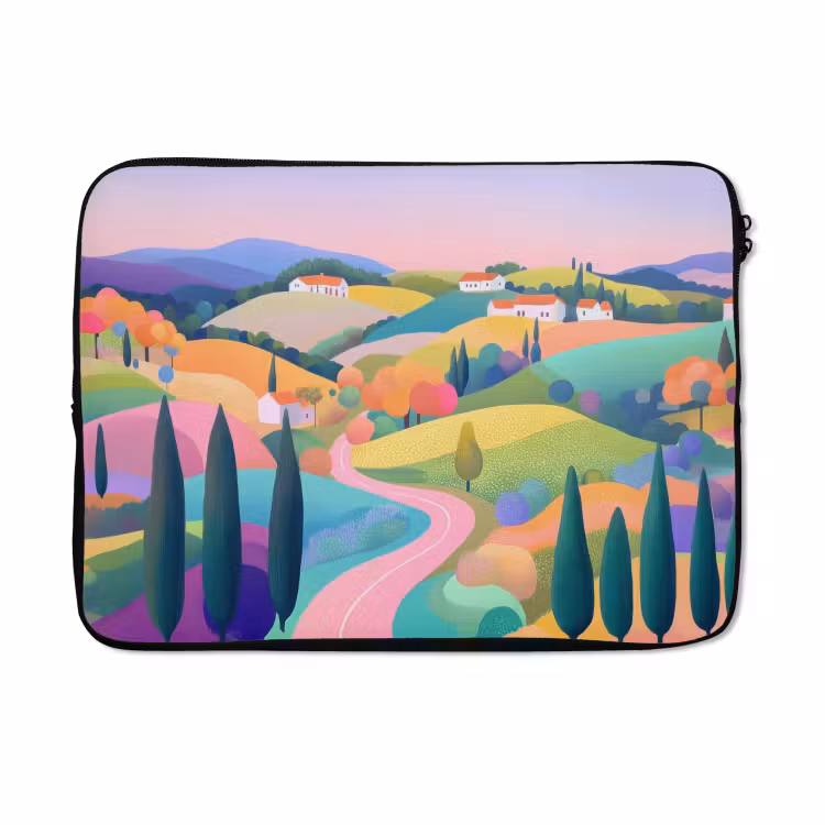 Laptophoes - Landschap - Paars - Pastel - Huizen — 5
