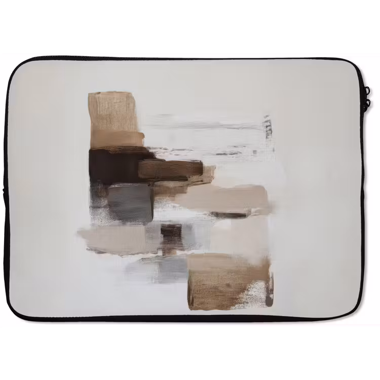 Laptophoes - Penseelstreken - Balans - Beige - Bruin — 1