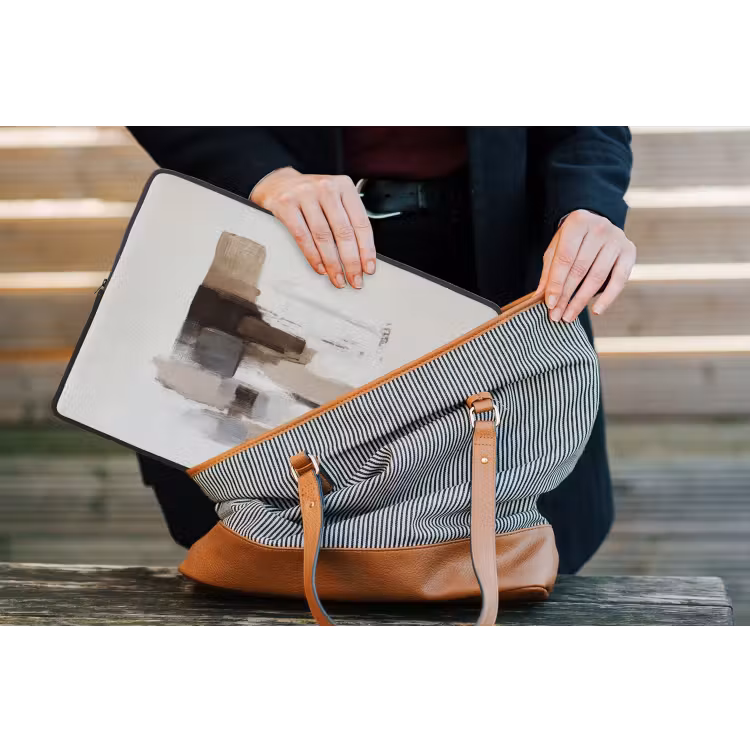Laptophoes - Penseelstreken - Balans - Beige - Bruin — 4