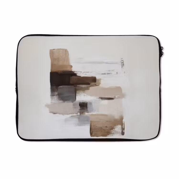 Laptophoes - Penseelstreken - Balans - Beige - Bruin — 5