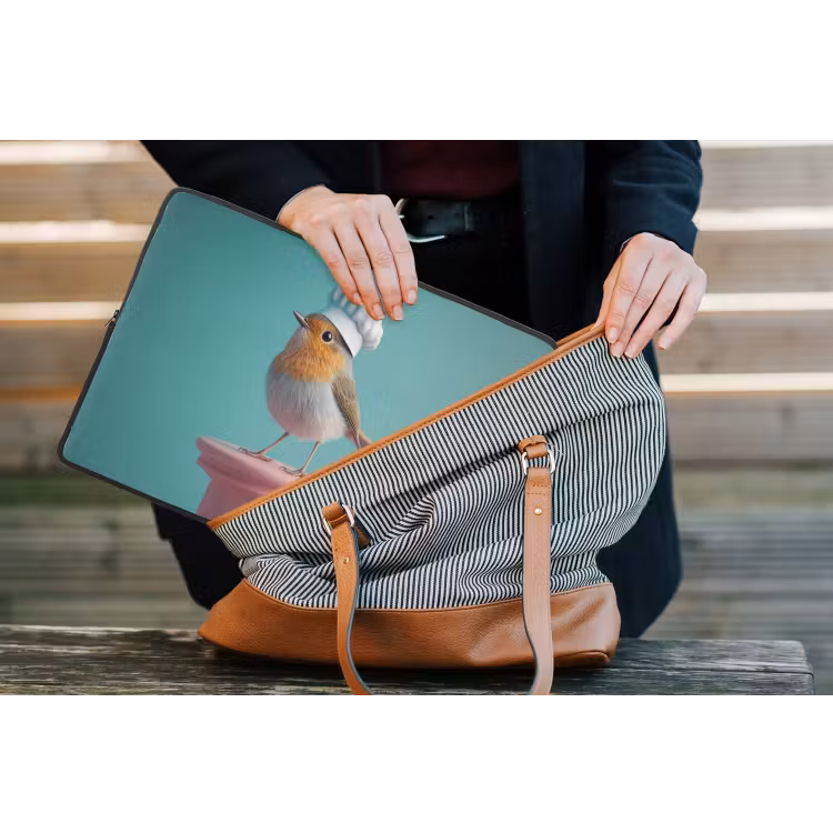 Laptophoes - Roodborstje - Vogel - Koksmuts - Sokkel — 4