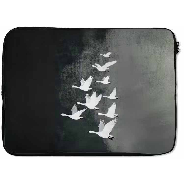 Laptophoes - Vogel - Japandi - Groen — 1