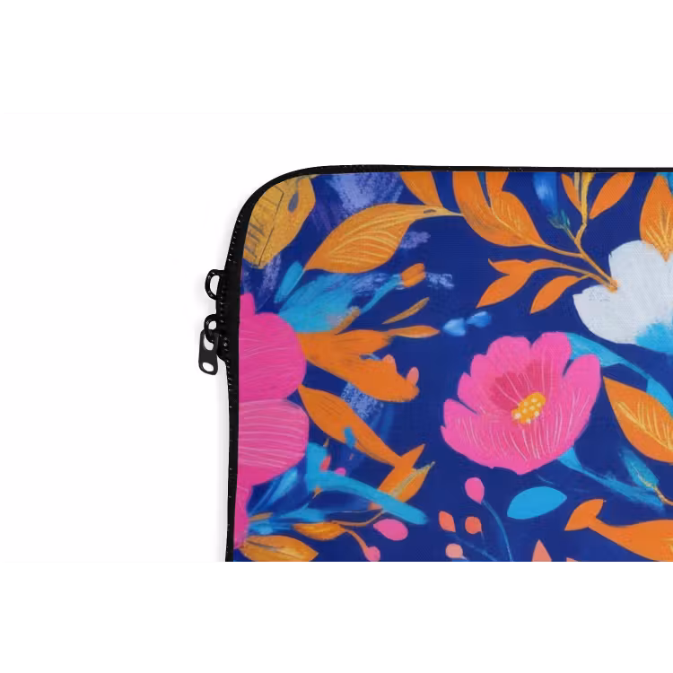 Laptophoes - Bloemen - Blauw - Roze — 6
