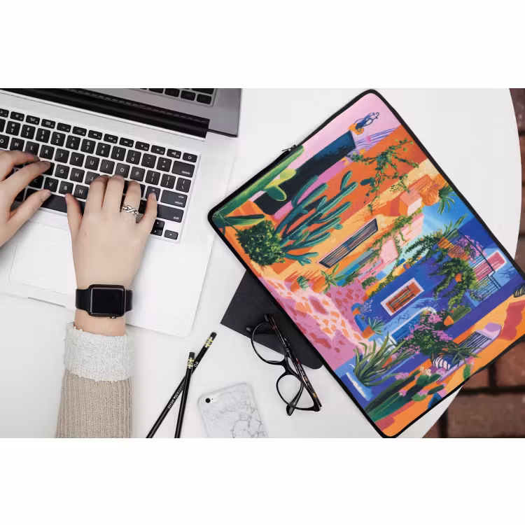 Laptophoes - Geel - Blauw - Oranje - Huis — 3