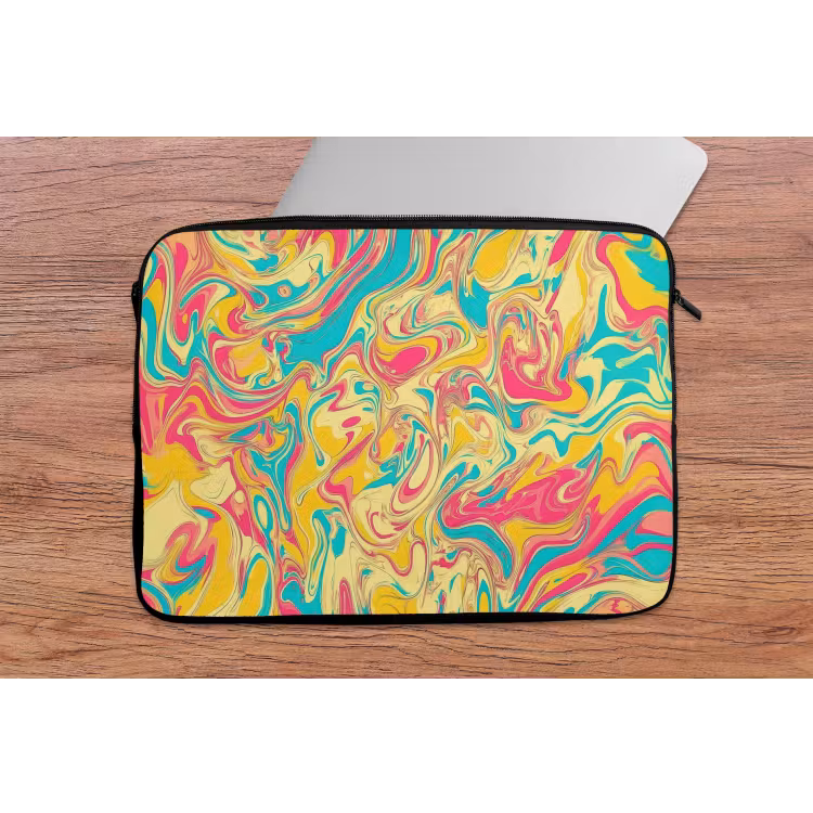Laptophoes - Geel - Roze - Blauw - Retro — 2