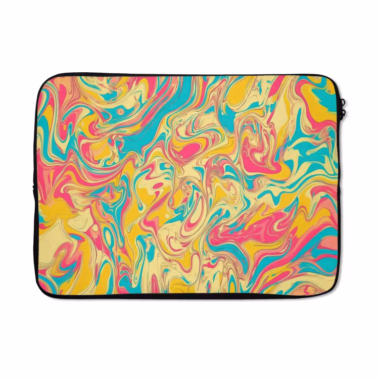 Laptophoes - Geel - Roze - Blauw - Retro — 5
