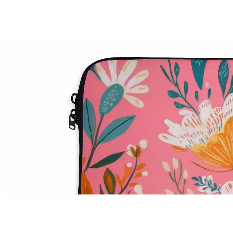 Laptophoes - Roze - Bloemen - Wit - Oranje — 6