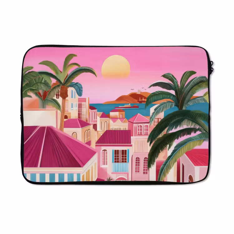 Laptophoes - Stad - Roze - Palmbomen — 5