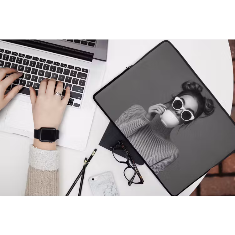Laptophoes - Vrouw - Koffie - Zwart - Wit — 3