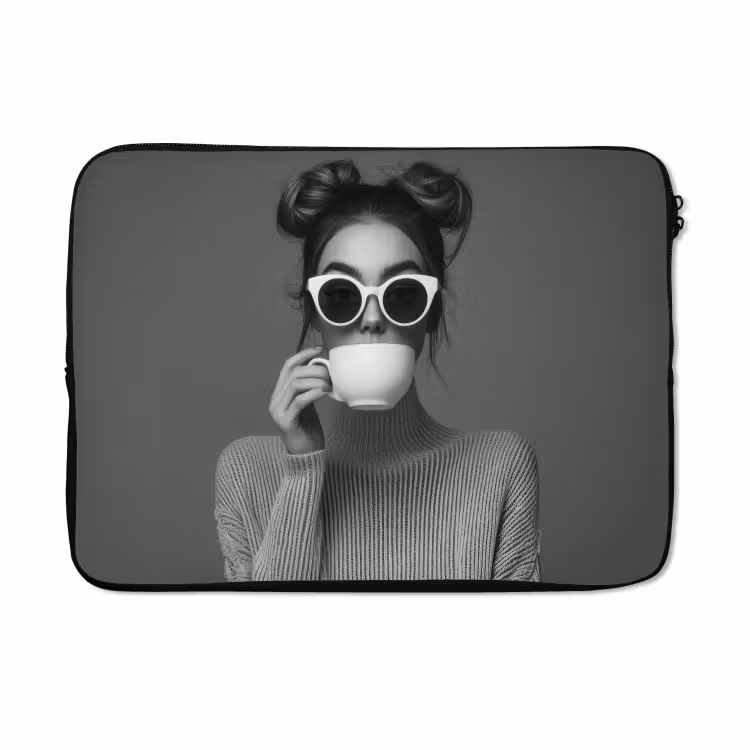 Laptophoes - Vrouw - Koffie - Zwart - Wit — 5