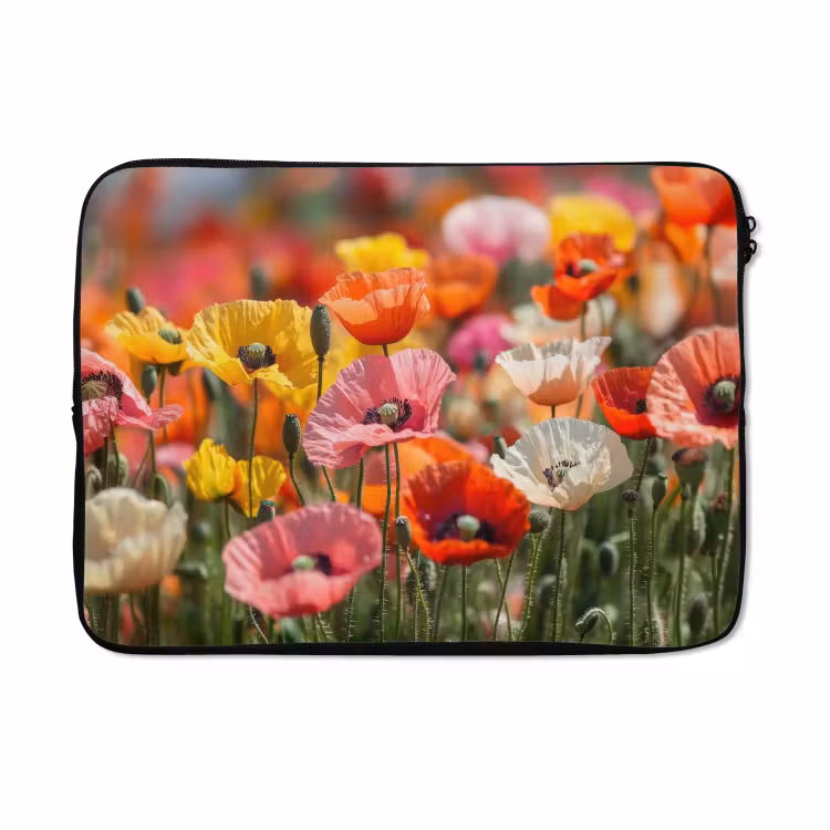 Laptophoes - Bloemenveld - Klaprozen - Kleurrijk — 5
