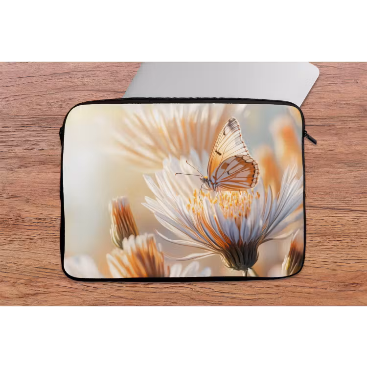 Laptophoes - Vlinder - Bloem - Oranje — 2