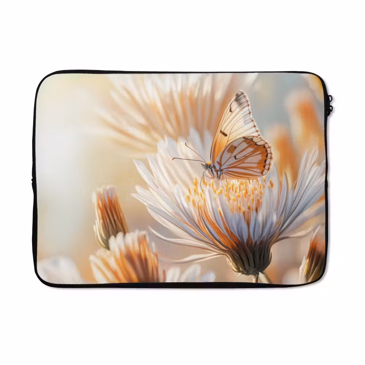 Laptophoes - Vlinder - Bloem - Oranje — 5