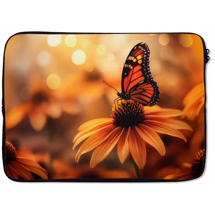 Laptophoes - Vlinder - Bloemen - Oranje — 1