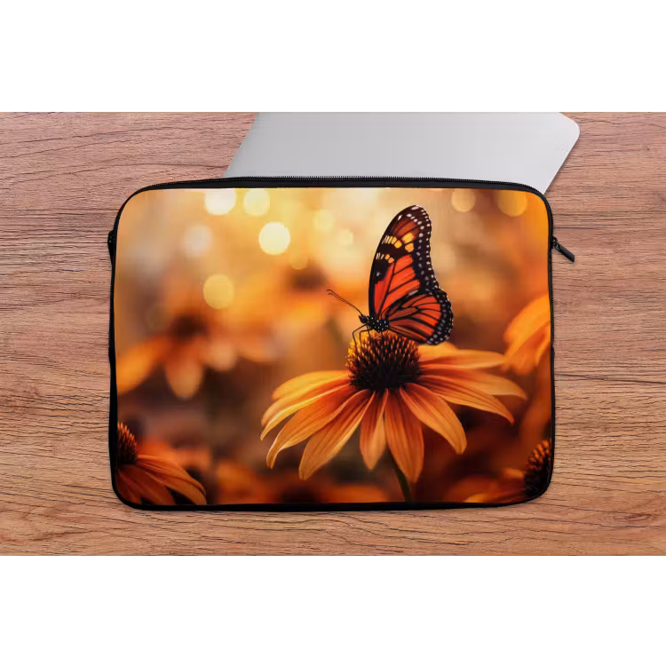Laptophoes - Vlinder - Bloemen - Oranje — 2