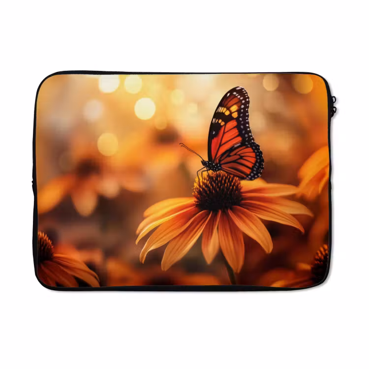 Laptophoes - Vlinder - Bloemen - Oranje — 5