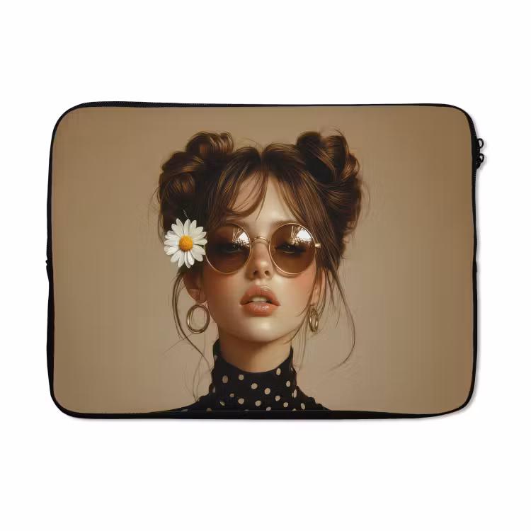 Laptophoes - Vrouw - Beige - Bloem - Modern - Portret — 5