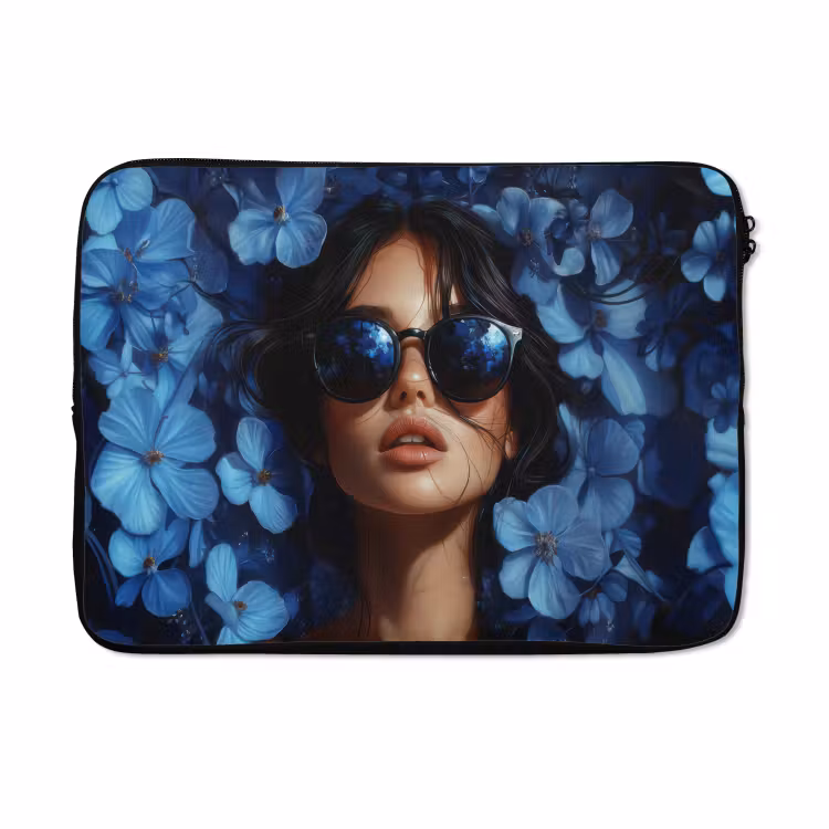Laptophoes - Vrouw - Blauw - Bloemen - Vlinders - Natuur — 5