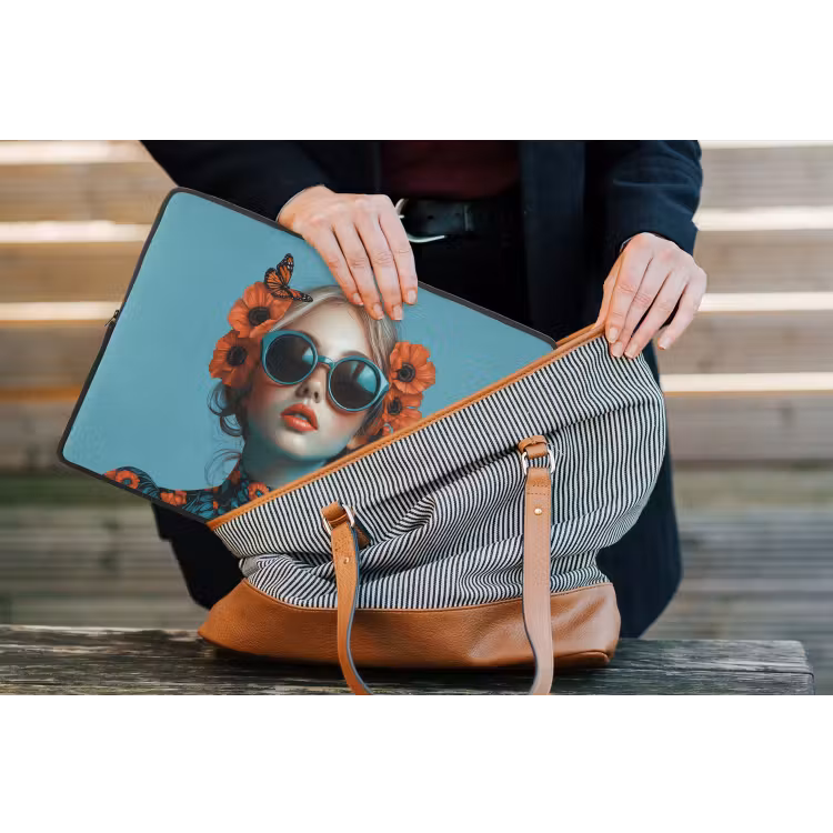 Laptophoes - Vrouw - Blauw - Vlinder - Bloemen - Aesthetic — 4