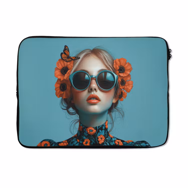 Laptophoes - Vrouw - Blauw - Vlinder - Bloemen - Aesthetic — 5