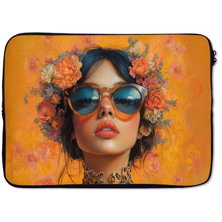 Laptophoes - Vrouw - Bloemen - Aesthetic - Oranje — 1
