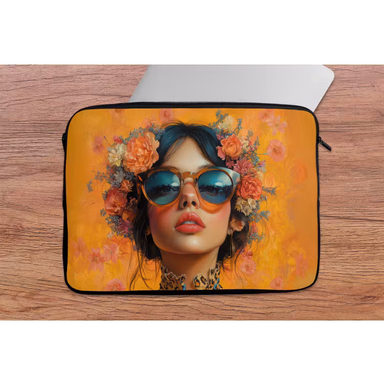 Laptophoes - Vrouw - Bloemen - Aesthetic - Oranje — 2