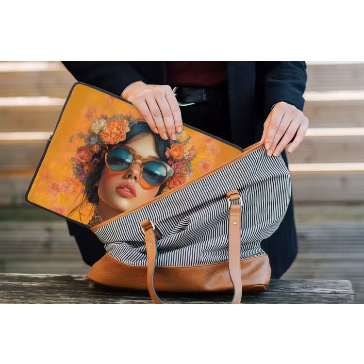Laptophoes - Vrouw - Bloemen - Aesthetic - Oranje — 4