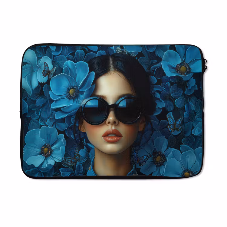 Laptophoes - Vrouw - Bloemen - Blauw - Aesthetic - Luxe — 5