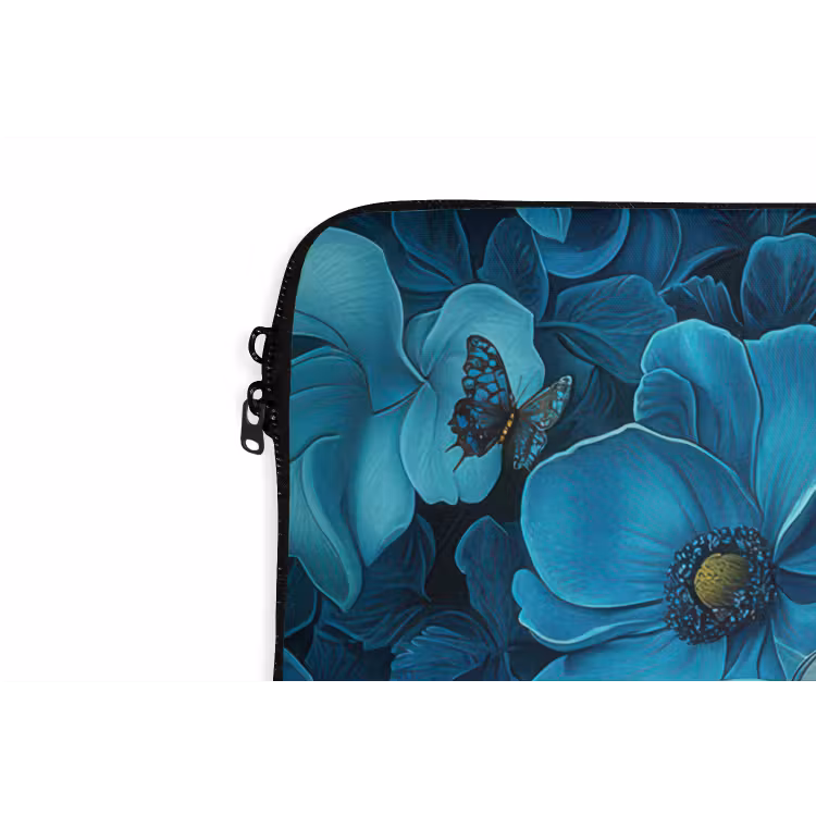 Laptophoes - Vrouw - Bloemen - Blauw - Aesthetic - Luxe — 6