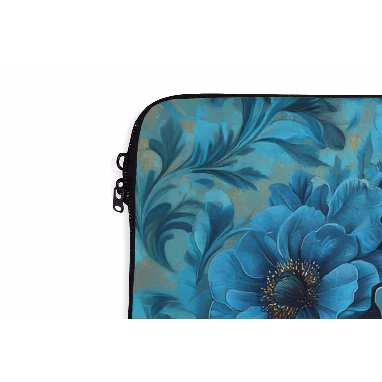 Laptophoes - Vrouw - Bloemen - Vlinders - Blauw - Abstract — 6