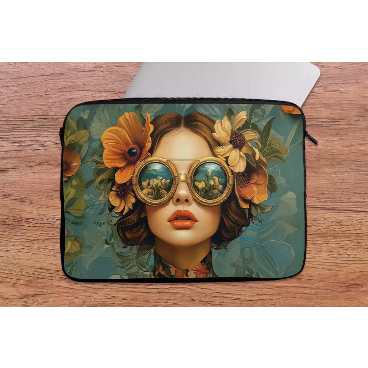 Laptophoes - Vrouw - Bloemen - Vlinders - Natuur - Vintage — 1