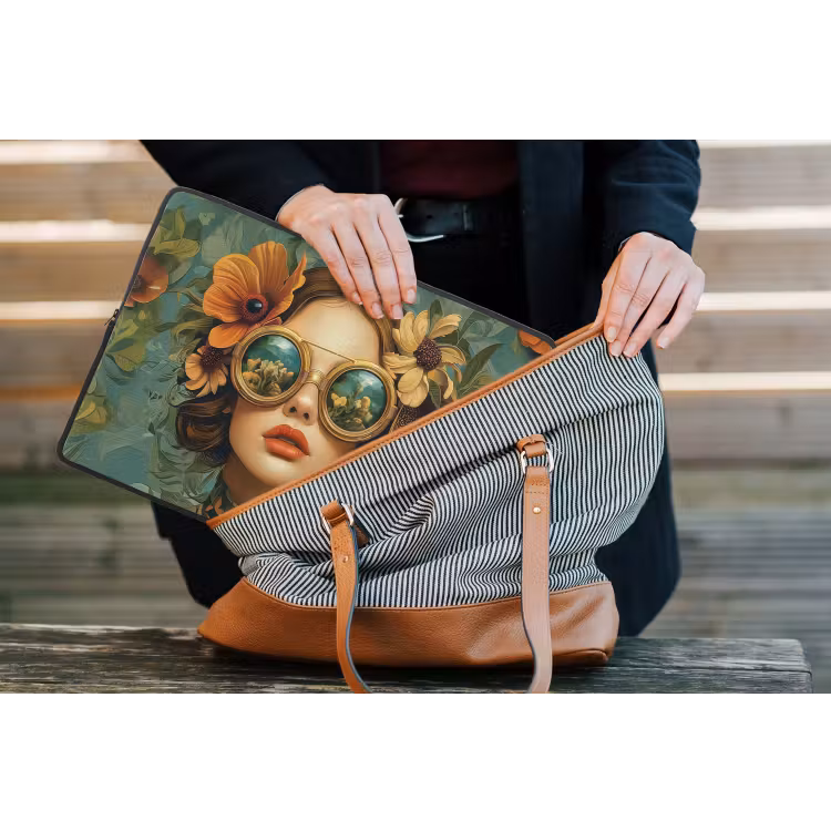 Laptophoes - Vrouw - Bloemen - Vlinders - Natuur - Vintage — 3