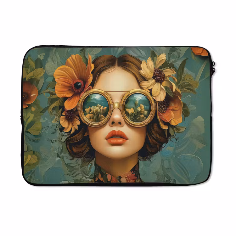 Laptophoes - Vrouw - Bloemen - Vlinders - Natuur - Vintage — 4
