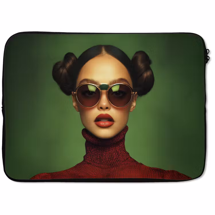 Laptophoes - Vrouw - Groen - Bril - Aesthetic - Modern — 1