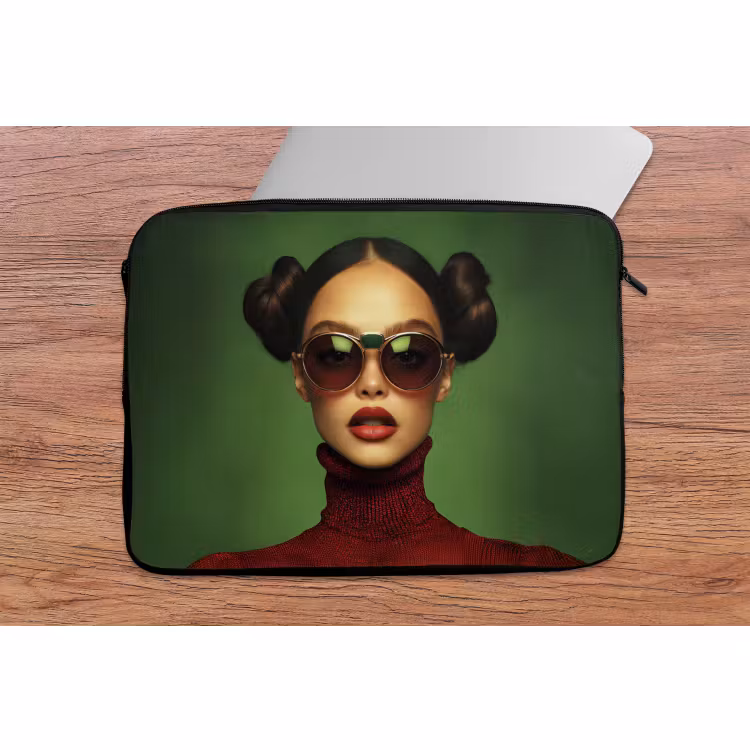 Laptophoes - Vrouw - Groen - Bril - Aesthetic - Modern — 2